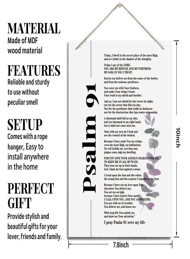 BQL Inspirational Wall Decor, Decorative Hanging Wood Signs, Wall Decor Art, Home Office Wall Decor Gift, Christian Scripture Wall Decor, Religious Hanging Sign, Psalms 91 Wall Art Sign - Image 2